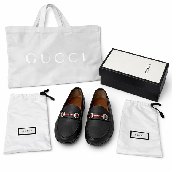 Gucci Horsebit Driver Loafers Black Leather Men’s 10G (US 11.5) Box & Tote - Picture 8 of 10